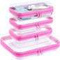4 pcs Clear Zipper Pouches,Hard Shell Zipper Case, Toiletry Bag for Travel, CLear Diaper Bag, Toiletry Pouch, Travel Organizer, Cosmetic Bag,Toy Storage Bins (M+3S)