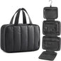 Travel Toiletry Bag for women, Portable Hanging Hook Makeup Bag Organizer, Waterproof Makeup Cosmetic Bag, for Full-Size Accessories, Toiletries, Camel