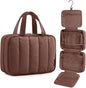 Travel Toiletry Bag for women, Portable Hanging Hook Makeup Bag Organizer, Waterproof Makeup Cosmetic Bag, for Full-Size Accessories, Toiletries, Camel