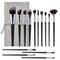 Makeup Brushes, 14 Pcs Professional Makeup Brush Set, Eye and Face Foundation Brush Set, Eyeshadow Brushes, Cosmetic Brushes, with PU Bag, Grayish