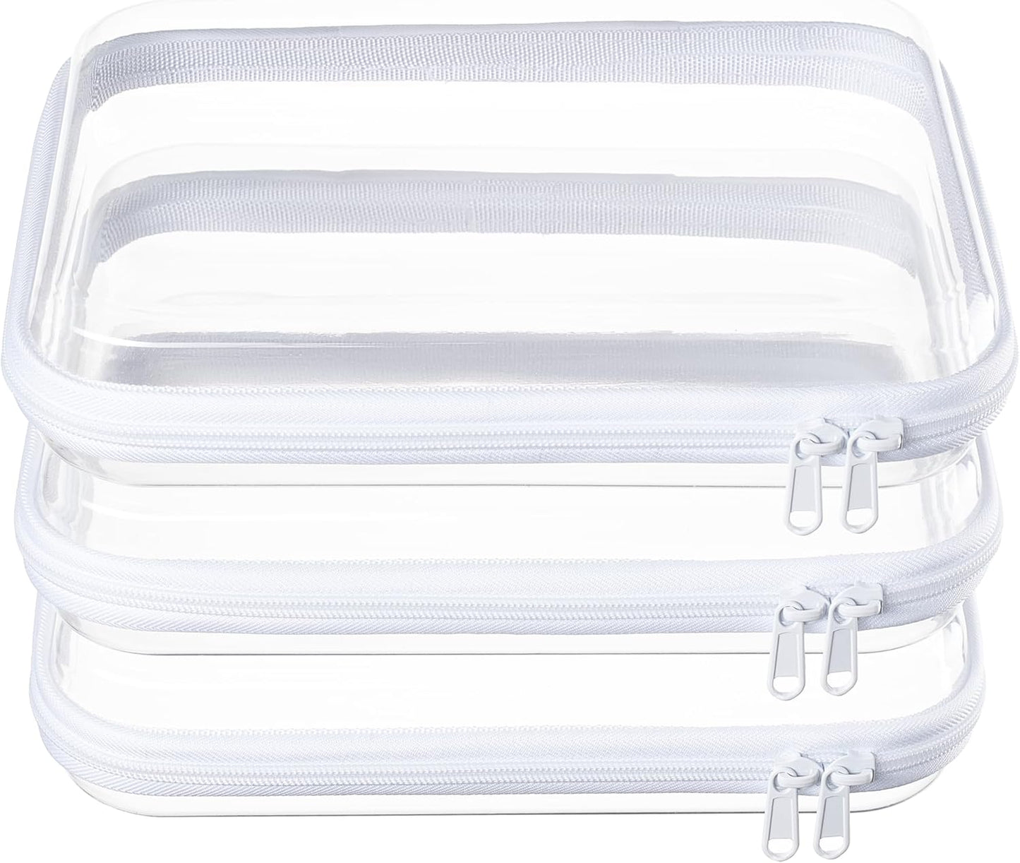 4 pcs Clear Zipper Pouches,Hard Shell Zipper Case, Toiletry Bag for Travel, CLear Diaper Bag, Toiletry Pouch, Travel Organizer, Cosmetic Bag,Toy Storage Bins (M+3S)
