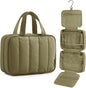 Travel Toiletry Bag for women, Portable Hanging Hook Makeup Bag Organizer, Waterproof Makeup Cosmetic Bag, for Full-Size Accessories, Toiletries, Camel
