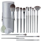 Makeup Brushes, 14 Pcs Professional Makeup Brush Set, Eye and Face Foundation Brush Set, Eyeshadow Brushes, Cosmetic Brushes, with PU Bag, Grayish