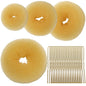 Hair Bun Maker for Women, 4 Pcs Brown Ballet Buns in 4 Sizes, Hair Donuts