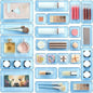 25 PCS Clear Plastic Drawer Organizers Set, 4-Size Versatile Bathroom and Vanity Drawer Organizer Trays, Storage Bins for Makeup, Bedroom, Kitchen Gadgets Utensils and Office