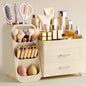 Makeup Organizer with Brush Holder for Vanity, Large Plastic Bathroom Countertop Organizer Skin Care Storage, Easy to Store Lipsticks, Nail Polishes, Perfumes, Eyeshadow Palettes, All White