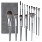 Makeup Brushes, 14 Pcs Professional Makeup Brush Set, Eye and Face Foundation Brush Set, Eyeshadow Brushes, Cosmetic Brushes, with PU Bag, Grayish