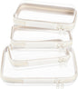 4 pcs Clear Zipper Pouches,Hard Shell Zipper Case, Toiletry Bag for Travel, CLear Diaper Bag, Toiletry Pouch, Travel Organizer, Cosmetic Bag,Toy Storage Bins (M+3S)