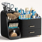 Makeup Organizer with Brush Holder for Vanity, Large Plastic Bathroom Countertop Organizer Skin Care Storage, Easy to Store Lipsticks, Nail Polishes, Perfumes, Eyeshadow Palettes, All White