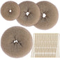 Hair Bun Maker for Women, 4 Pcs Brown Ballet Buns in 4 Sizes, Hair Donuts